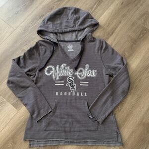 Chicago White Sox Top Womens Sz S Gray Majestic Pullover Hoodie Sweatshirt
